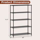 5-Tier Metal Storage Shelving Unit with V-Shaped Wire Rack-Black