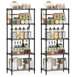 5-Tier Metal Storage Shelving Unit Set of 2 with V-Shaped Wire Rack-Black