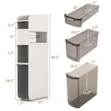 5-Tier Narrow Bathroom Storage Cabinet with Drawers and Tissue Box