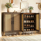 5-Tier Rattan Shoe Cabinewith 3 Removable Shelves