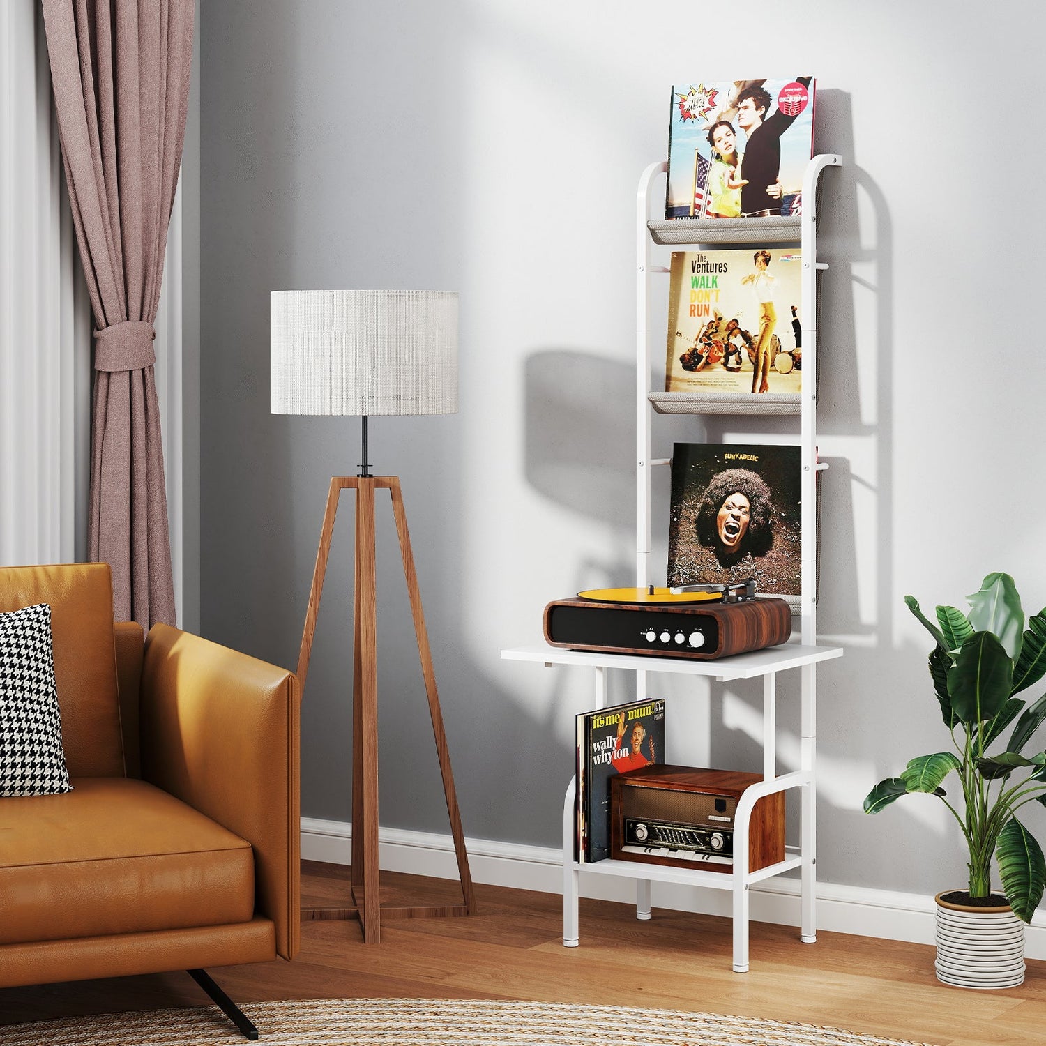 5-Tier Record Player Stand with Vinyl Display Shelf and Record Holder