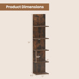 Estantería de pared de 5 niveles con vetas de madera