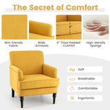 Sillón Moderno Tapizado Acolchado con Patas de Madera de Caucho