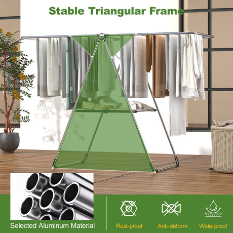Estante de secado de ropa de 2 niveles, plegable con estructura de aluminio