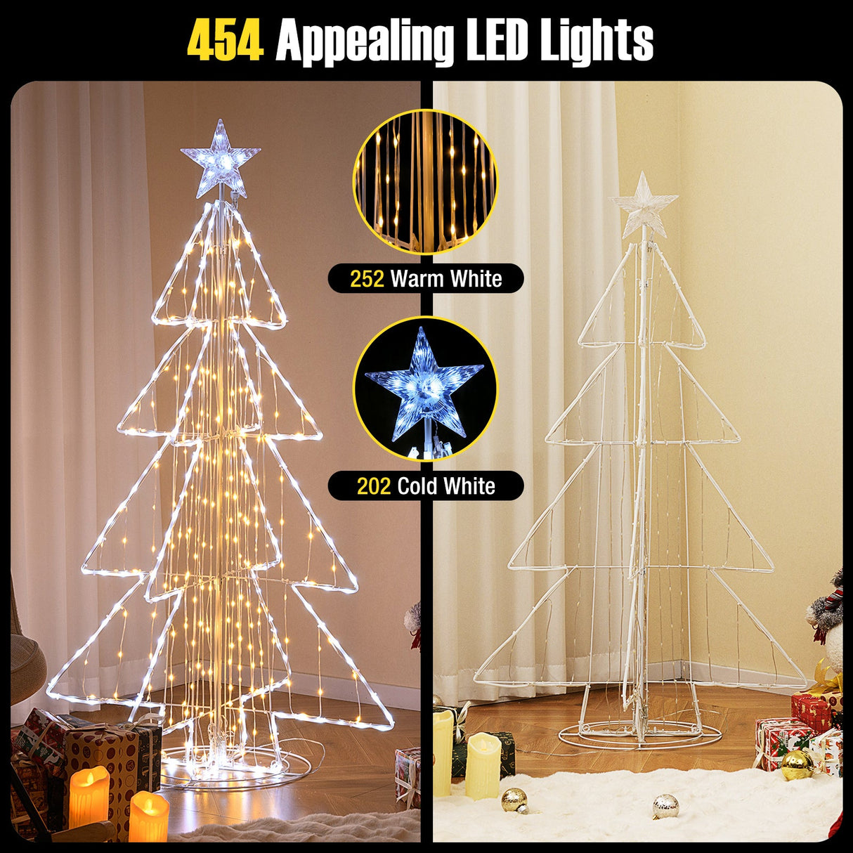 Árbol de Navidad Animado de 5 Pies con Luces LED Cálidas y Frías