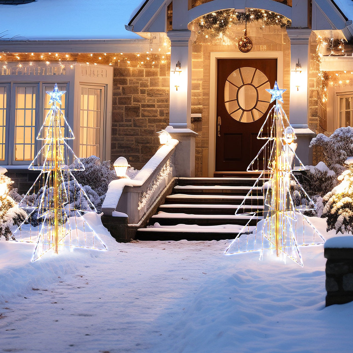 Árbol de Navidad Animado de 5 Pies con Luces LED Cálidas y Frías