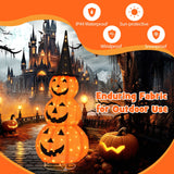 Decoración de Halloween de 5 pies de calabazas apiladas iluminadas con sombrero de bruja