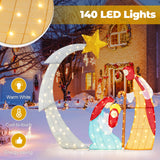 5 ft Christmas Nativity Set Pre-Lit Nativity Scene with 140 Warm White LED Lights