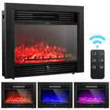 Juego completo de comedor 5 en 1: mesa extensible, 4 sillas, chimenea eléctrica, mueble multimedia y aparador de bambú