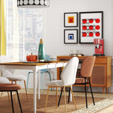 Juego completo de comedor 5 en 1: mesa extensible, 4 sillas, chimenea eléctrica, mueble multimedia y aparador de bambú