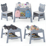 Mesa y 2 sillas 5 en 1 para niños pequeños, bonito juego de escritorio de arte con pizarra reversible de tiza y rotulador