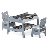 Mesa y 2 sillas 5 en 1 para niños pequeños, bonito juego de escritorio de arte con pizarra reversible de tiza y rotulador