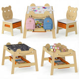 Mesa y 2 sillas 5 en 1 para niños pequeños, bonito juego de escritorio de arte con pizarra reversible de tiza y rotulador