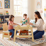 Mesa y 2 sillas 5 en 1 para niños pequeños, bonito juego de escritorio de arte con pizarra reversible de tiza y rotulador