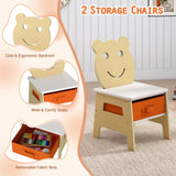 Mesa y 2 sillas 5 en 1 para niños pequeños, bonito juego de escritorio de arte con pizarra reversible de tiza y rotulador