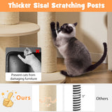 Árbol rascador de madera para gatos de 5 niveles con percha acolchada y hamaca de tela no tejida - Gris