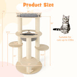 Árbol rascador de madera para gatos de 5 niveles con percha acolchada y hamaca de tela no tejida - Gris