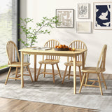 Juego de mesa de comedor de madera de 5 piezas con 4 sillas Windsor