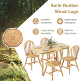 Juego de mesa de comedor de madera de 5 piezas con 4 sillas Windsor