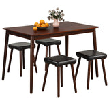 Juego de comedor de 5 piezas para 4 personas con 4 taburetes tapizados y patas de madera de caucho - Marrón