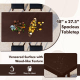 Juego de comedor de 5 piezas para 4 personas con 4 taburetes tapizados y patas de madera de caucho - Marrón