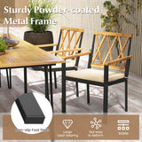 Juego de comedor de 5 piezas para patio de madera de acacia, muebles de comedor de madera maciza con agujero para sombrilla