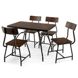 5 Piece Rectangular Dining Table Set with Metal Frame