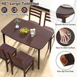 Juego de comedor vintage de madera para 4 con asiento acolchado y respaldo curvo