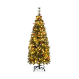 Árbol de Navidad Preiluminado Artificial Estrecho y Articulado de 5/6/7/8/9 Pies
