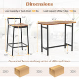 Juego de mesa de bar de madera de acacia de 5 piezas, mesa y sillas de altura de bar con estructura de metal y reposapiés