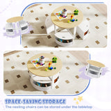 5 Piece Toddler Round Nesting Table with 4 Storage Stools for Activity