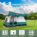 Tienda de campaña para 6-8 personas con habitaciones dobles y 2 puertas