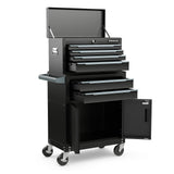 Caja de almacenamiento de herramientas con ruedas de 6 cajones y ruedas universales y ganchos