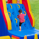 Tobogán Acuático Hinchable 6 en 1 con Toboganes Dobles, Pared de Escalada y Juego de Cueva con Soplador de 950 W