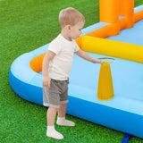 Tobogán Acuático Hinchable 6 en 1 con Toboganes Dobles, Pared de Escalada y Juego de Cueva con Soplador de 950 W