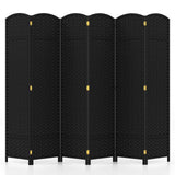 6-Panel Room Divider 5.6 FT Tall Folding Privacy Screen with Hand-woven Texture
