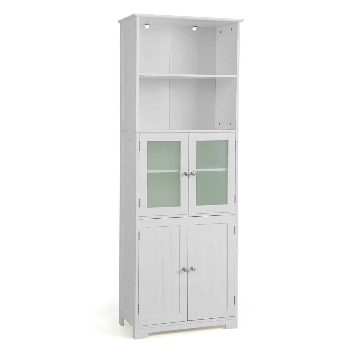 Mueble de baño independiente de 6 niveles con 2 compartimentos abiertos y estantes ajustables