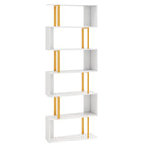Estantería geométrica de 5 o 6 niveles con estructura de metal y kits antivuelco