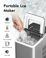 Máquina de hacer hielo portátil para encimera con cuchara - Plateada