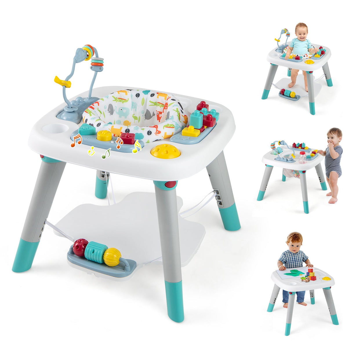 Centro de actividades para bebés 6 en 1, saltador para bebés, mesa para niños pequeños