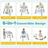 Centro de actividades para bebés 6 en 1, saltador para bebés, mesa para niños pequeños