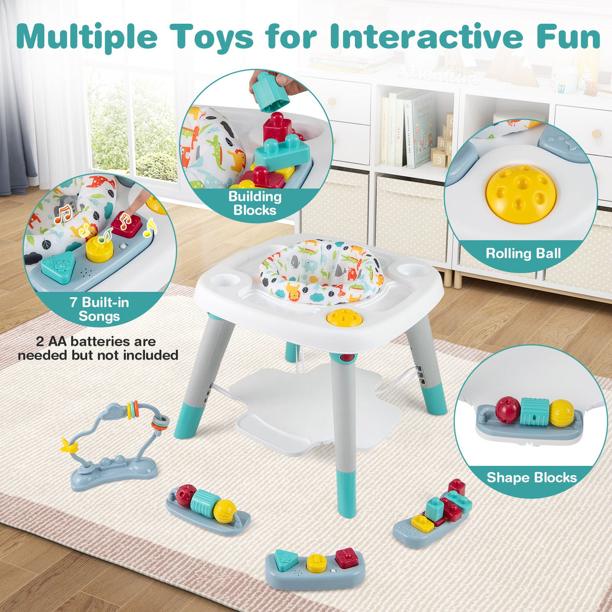 Centro de actividades para bebés 6 en 1, saltador para bebés, mesa para niños pequeños