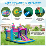 Castillo hinchable infantil 6 en 1 con tobogán, zona de salto y piscinas de bolas sin soplador