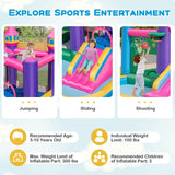 Castillo hinchable infantil 6 en 1 con tobogán, zona de salto y piscinas de bolas sin soplador