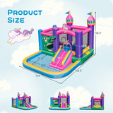 Castillo hinchable infantil 6 en 1 con tobogán, zona de salto y piscinas de bolas sin soplador