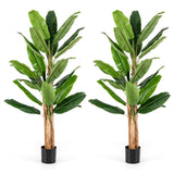 Árbol de plátano artificial de 5.5/6.5 pies de alto con 10/27 hojas grandes