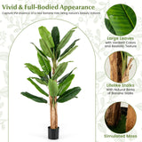 Árbol de plátano artificial de 5.5/6.5 pies de alto con 10/27 hojas grandes