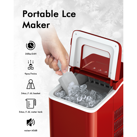 Máquina de hielo de 26 lb con cuchara