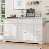 Aparador de bufé de 59" con barra de café moderna y mesa consola - Blanco