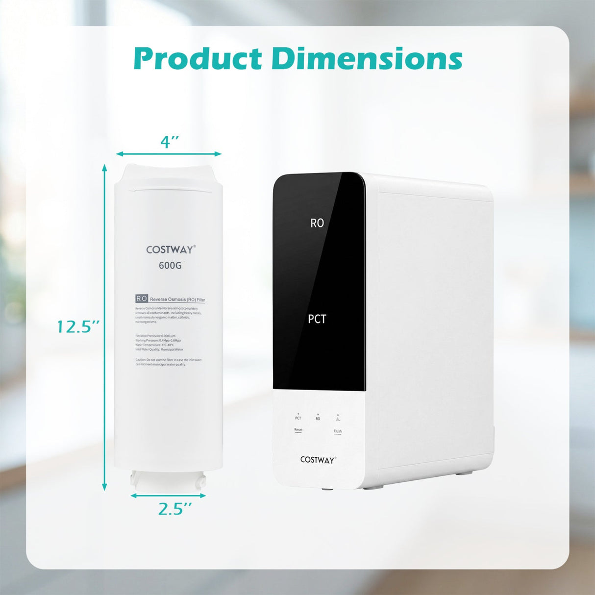 Filtro de ósmosis inversa de repuesto de 600 GPD para sistema de ósmosis inversa bajo lavabo AW-RB20/AW-RB05